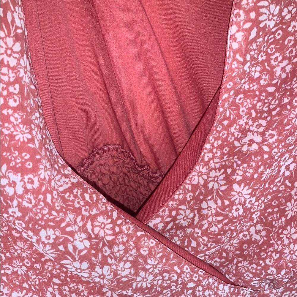 Floral V-Neck Red Dress - Picture 12 of 12
